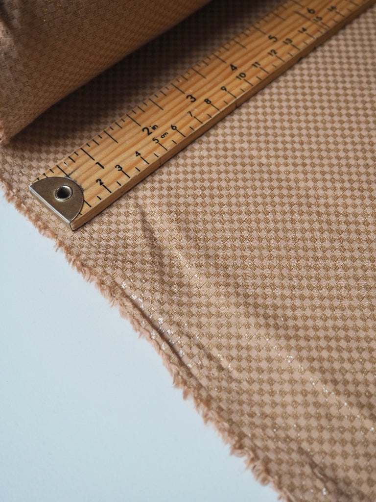 Camel Checkerboard Metallic Cotton Jacquard