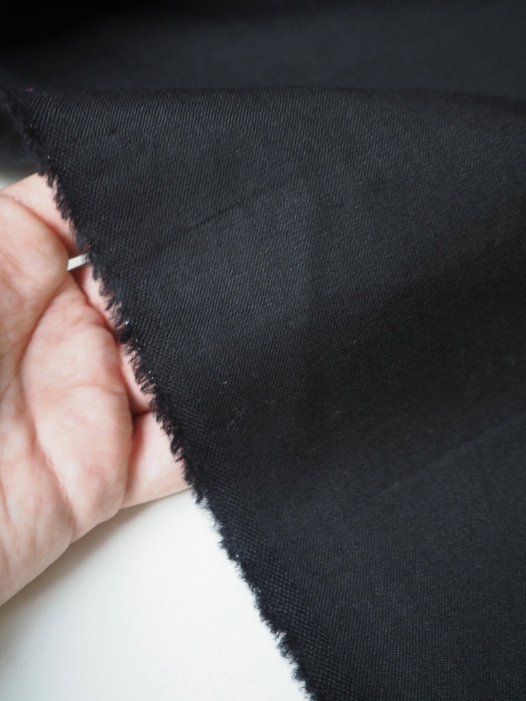 Black Stretch Wool/Silk Twill