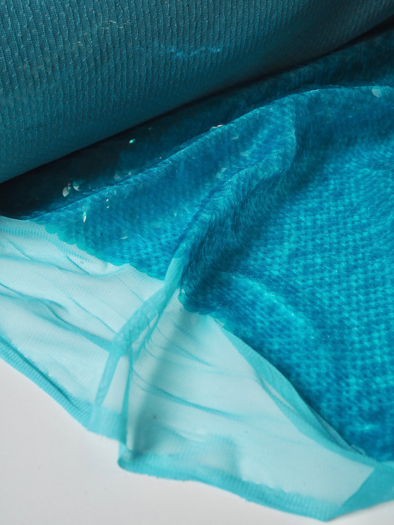 Aquamarine Translucent Sequin Tulle