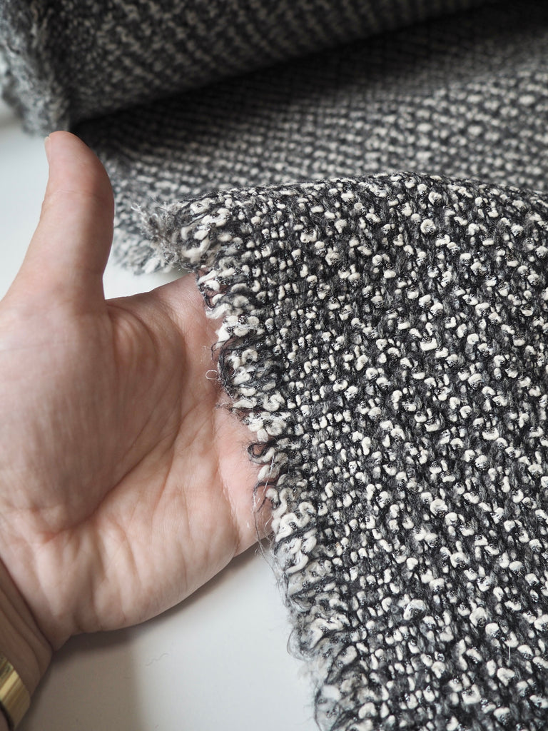 Grey Marl Bouclé Wool Blend Coating