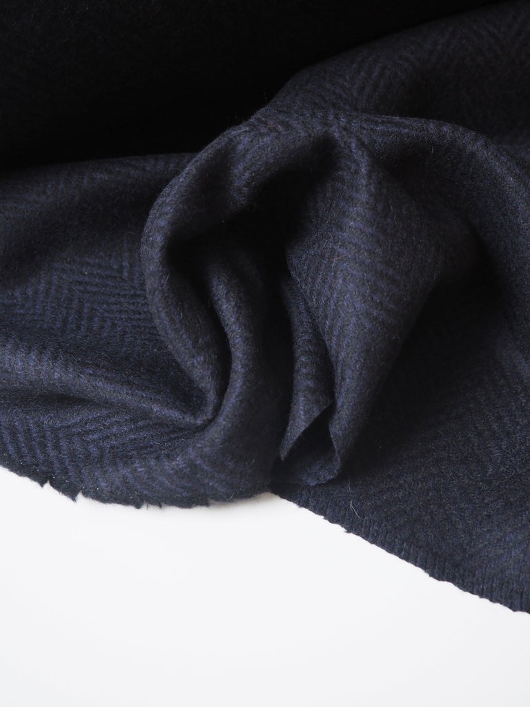 Indigo + Black Herringbone Wool Coating