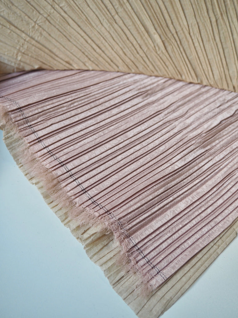 Blush Beige Plissé Pleated Satin