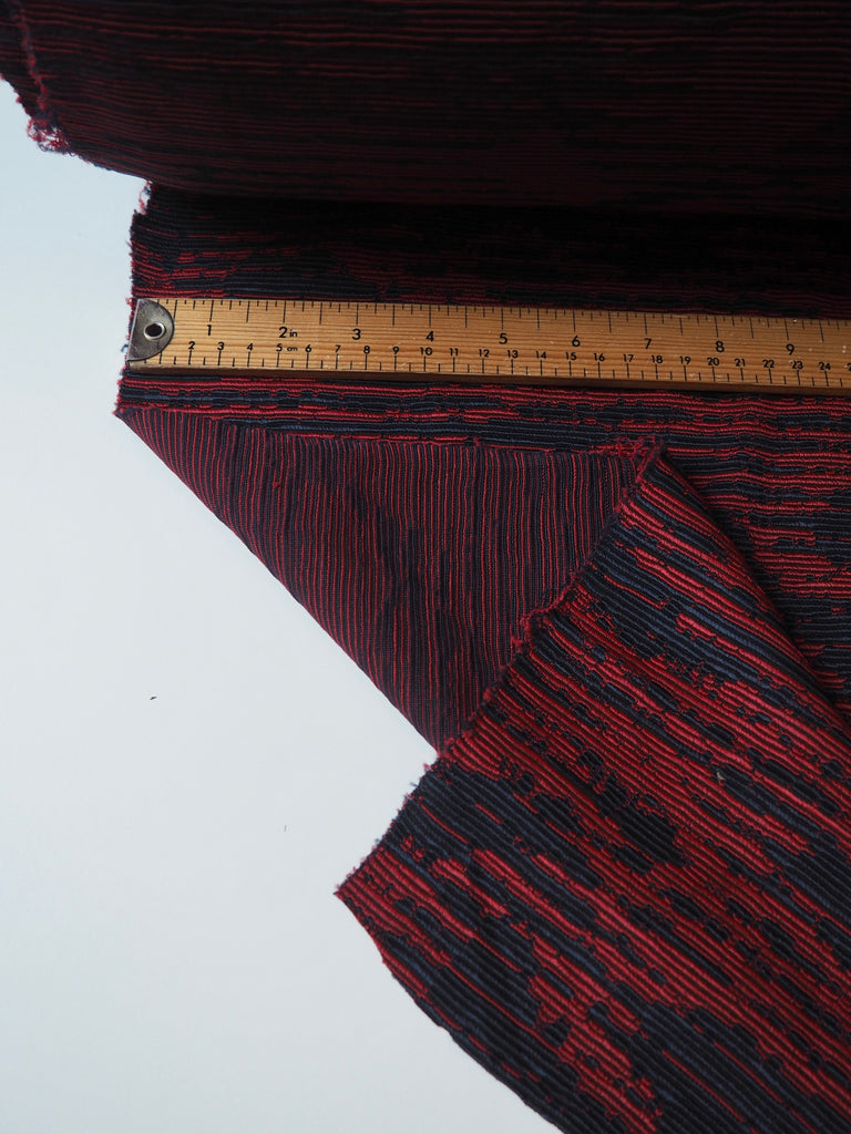 Red + Navy Ribbed Jersey Jacquard