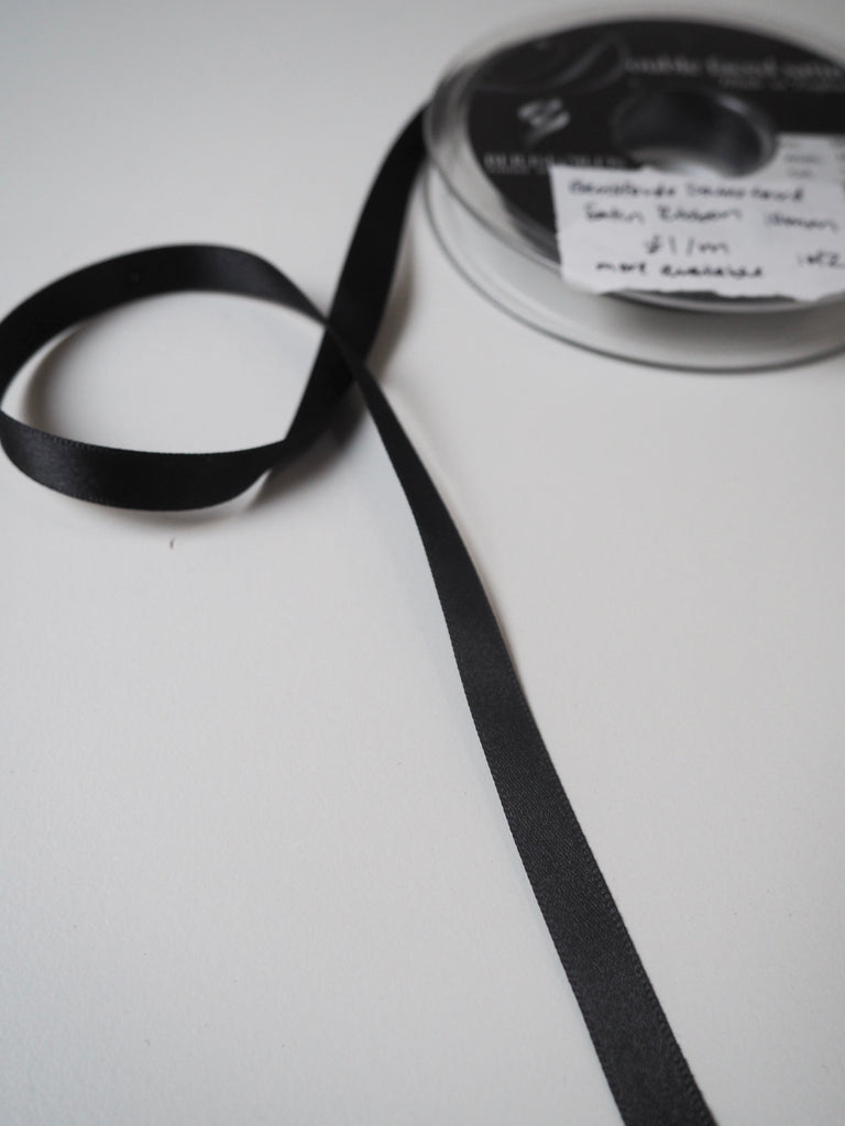 Berisfords Black Double Faced Satin Ribbon 10mm