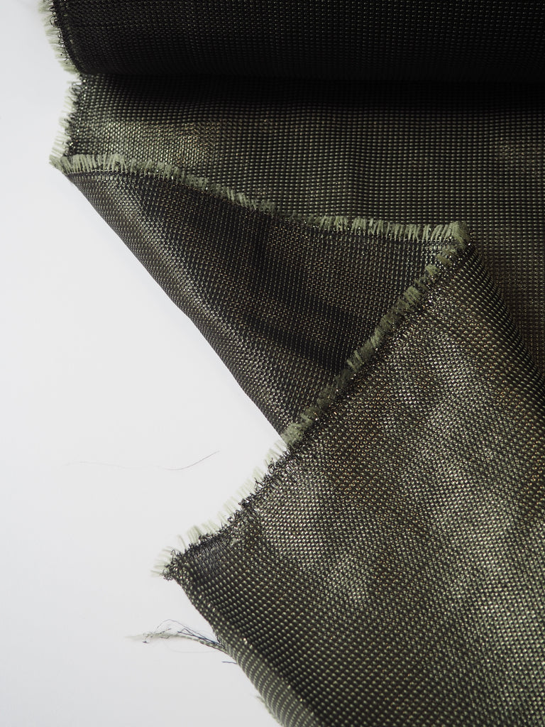Olive Green Metallic Silk Raffia