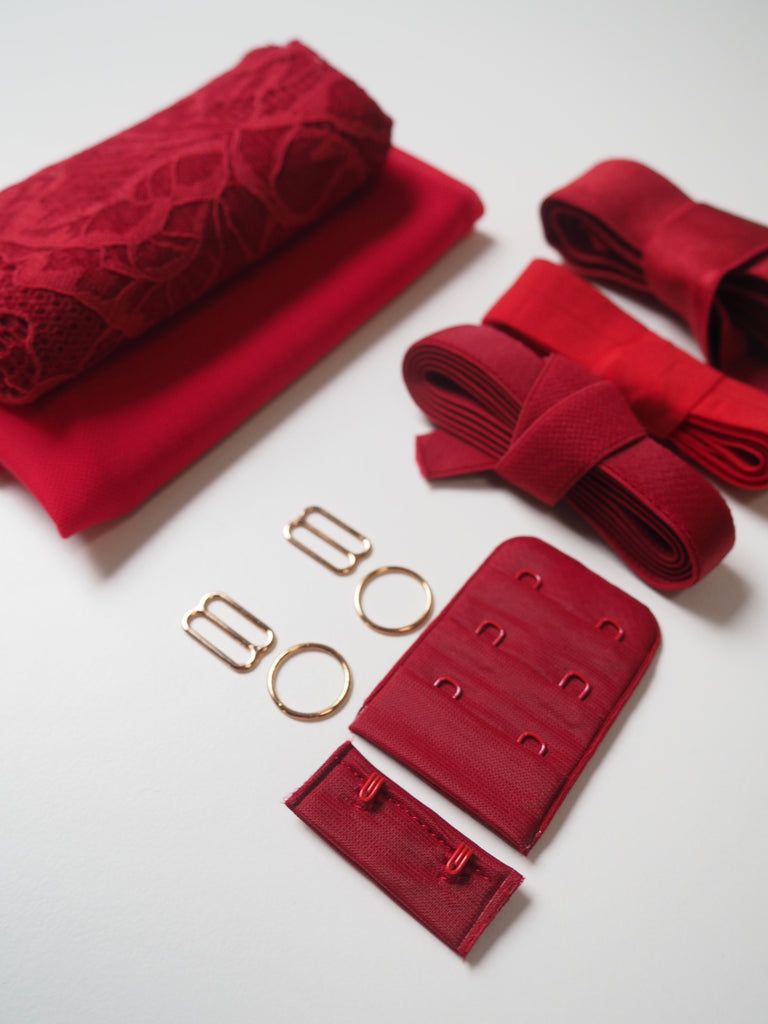 Red Lace Crop Bra Kit