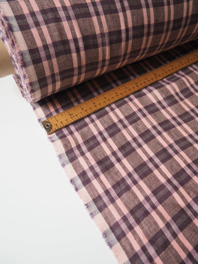 Rose Berry Plaid Linen