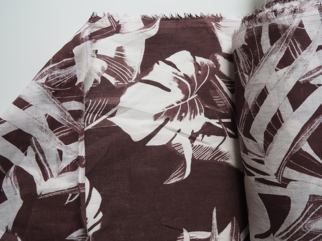 Mahogany Palm Print Linen