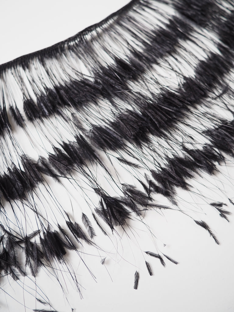 Black Long Trimmed Ostrich Feather Fringing