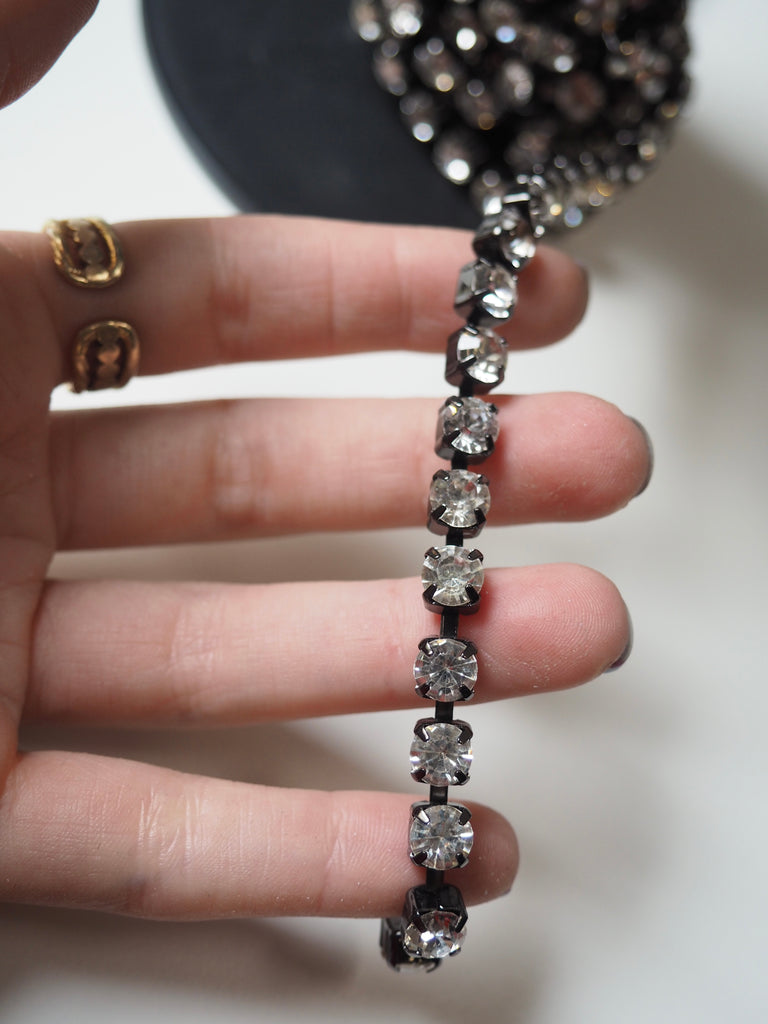 Clear Crystal + Black Metal Cup Chain - 5mm