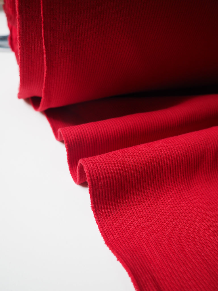 Apple Red Cotton 2x2 Rib Jersey