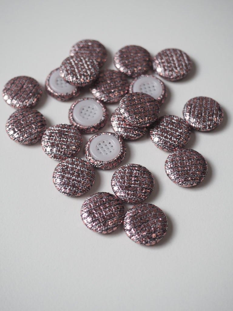 Pink Metallic Jersey Fabric Covered Buttons 12mm