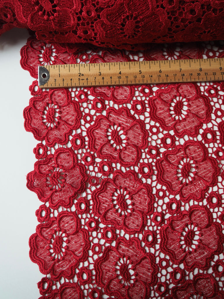 Red Dahlia Satin Guipure Lace