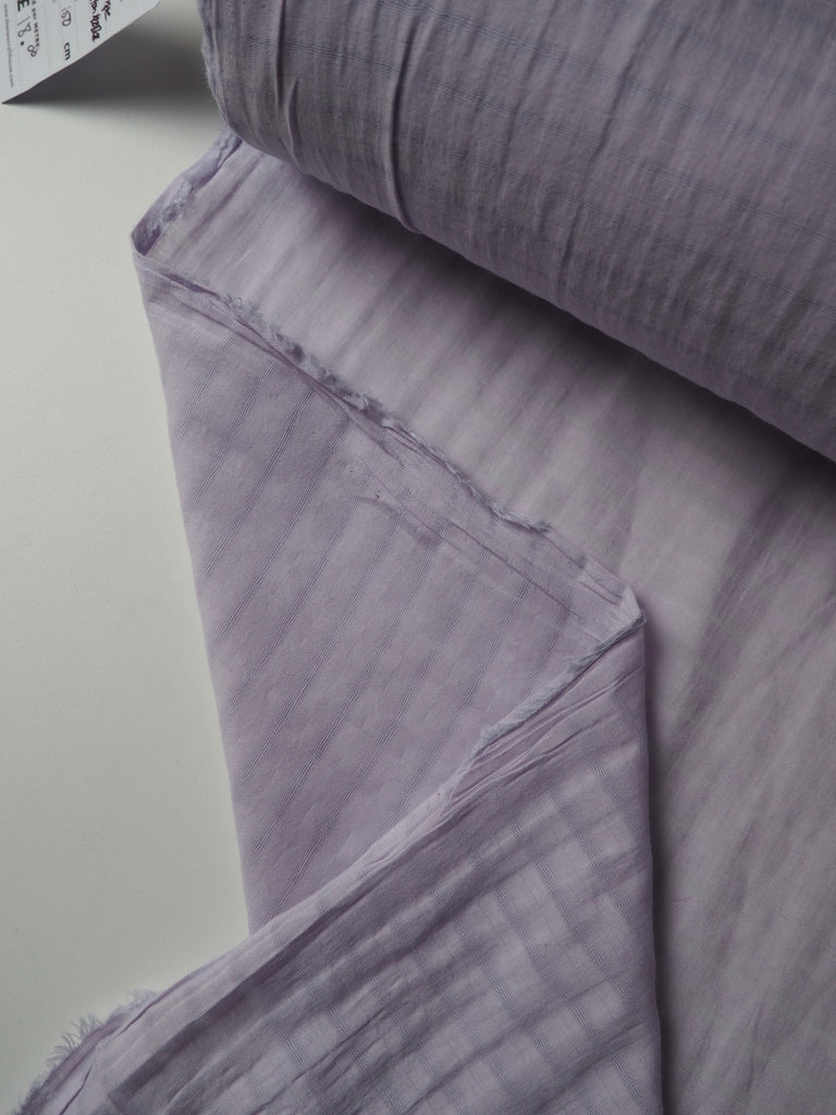 Lilac Stripe Crinkle Cotton Voile