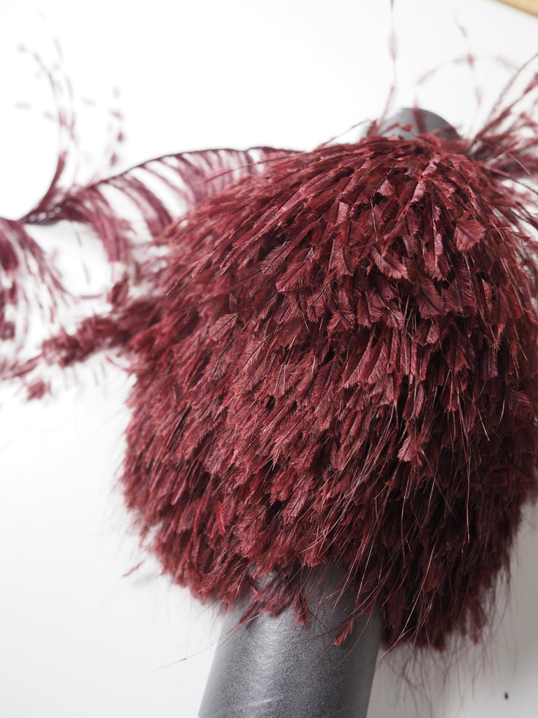 Merlot Trimmed Ostrich Feather Fringing
