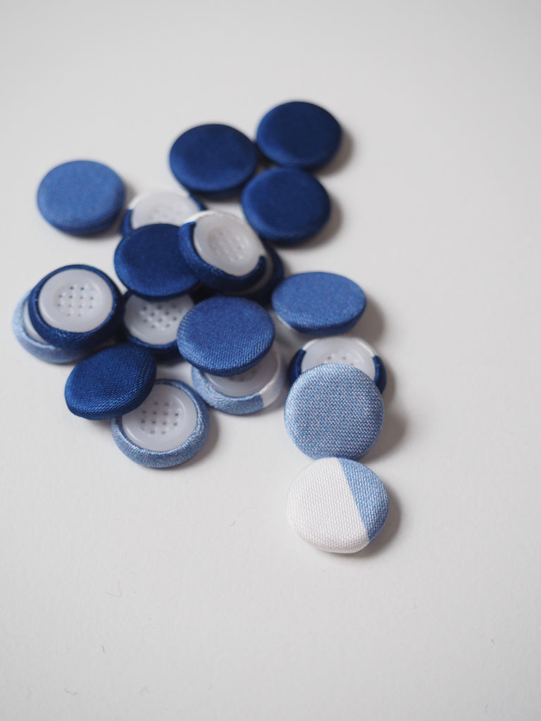 Blue Stripe Satin Fabric Covered Buttons 12mm