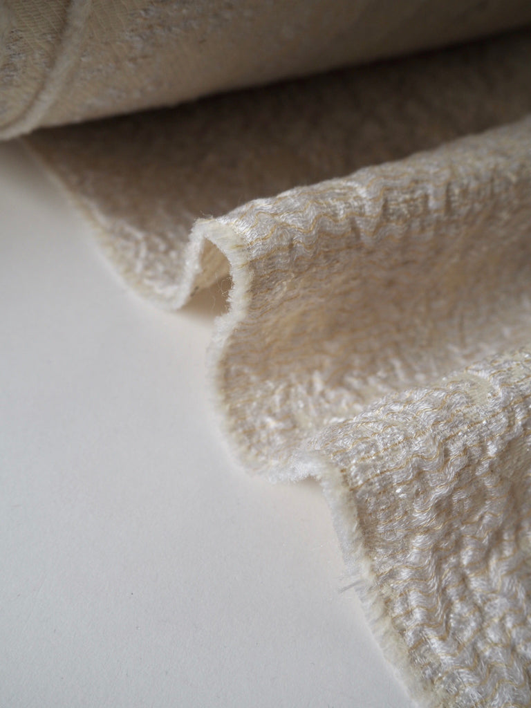 Cream and Ivory Textured Silk Cloqué