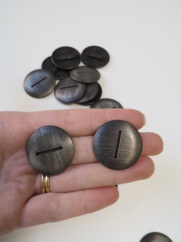 Brushed Metal Disc Button 28mm