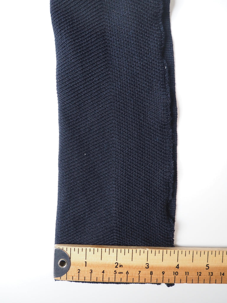 Navy Herringbone Wool Double Ribbed Cuff 9.5cm