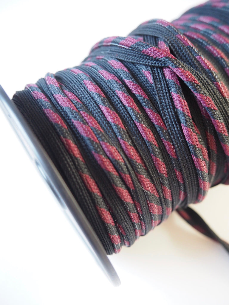 Burgundy and Black Stripe Woven Piping 12mm