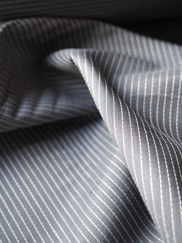 Grey and White Stitched Stripe Cotton