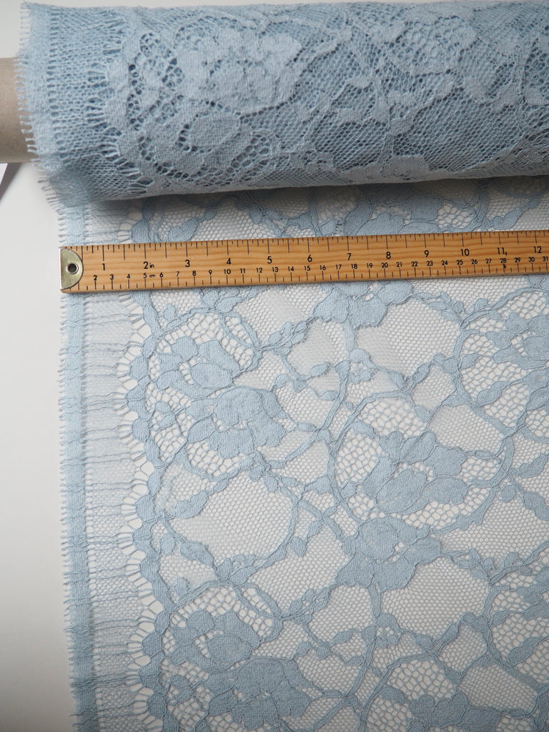 Powder Blue Motif Corded French Lace