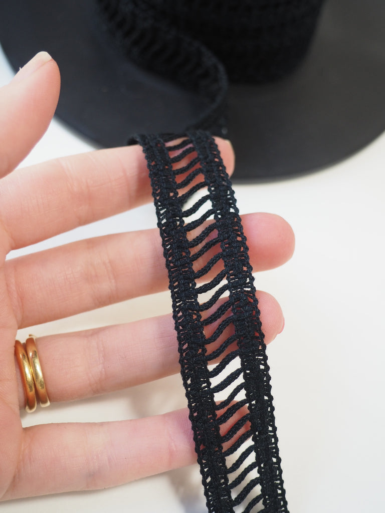 Black Cotton Braid Inlay Trim 20mm