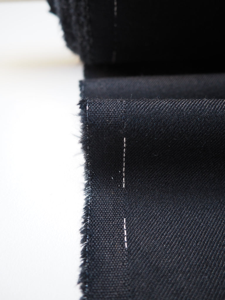Black Twill Stretch Wool Suiting