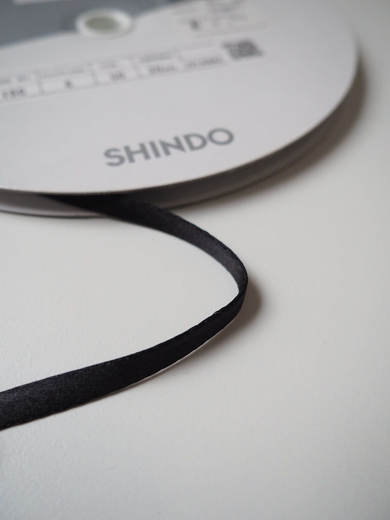 Shindo Black Thick Double Faced Satin Ribbon 6mm