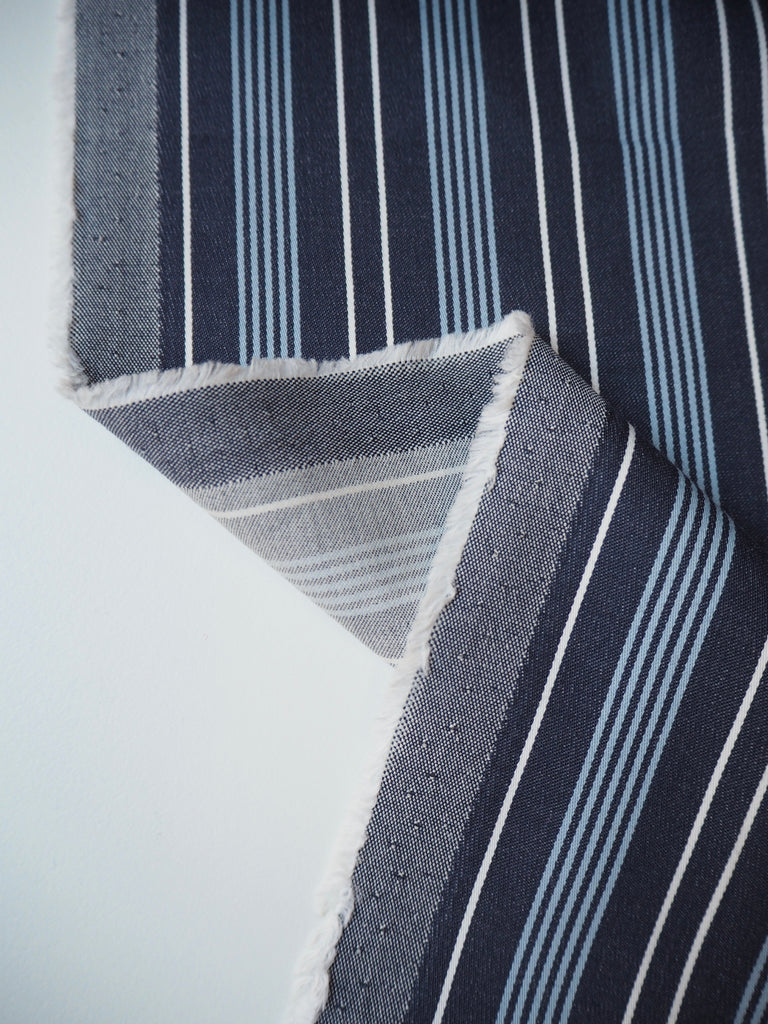 Denim Blue Jacquard Stripe Cotton