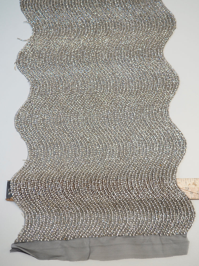 Hand Beaded Pewter Crystal Wave Panel