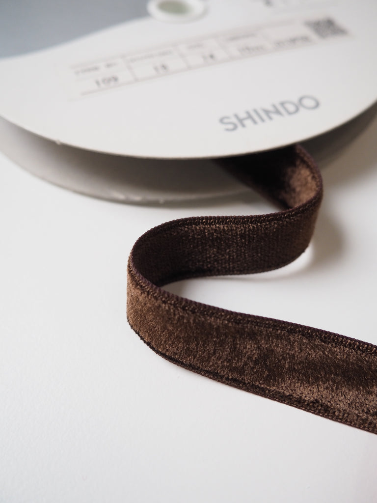 Shindo Chocolate Double-faced Velveteen Ribbon 18mm