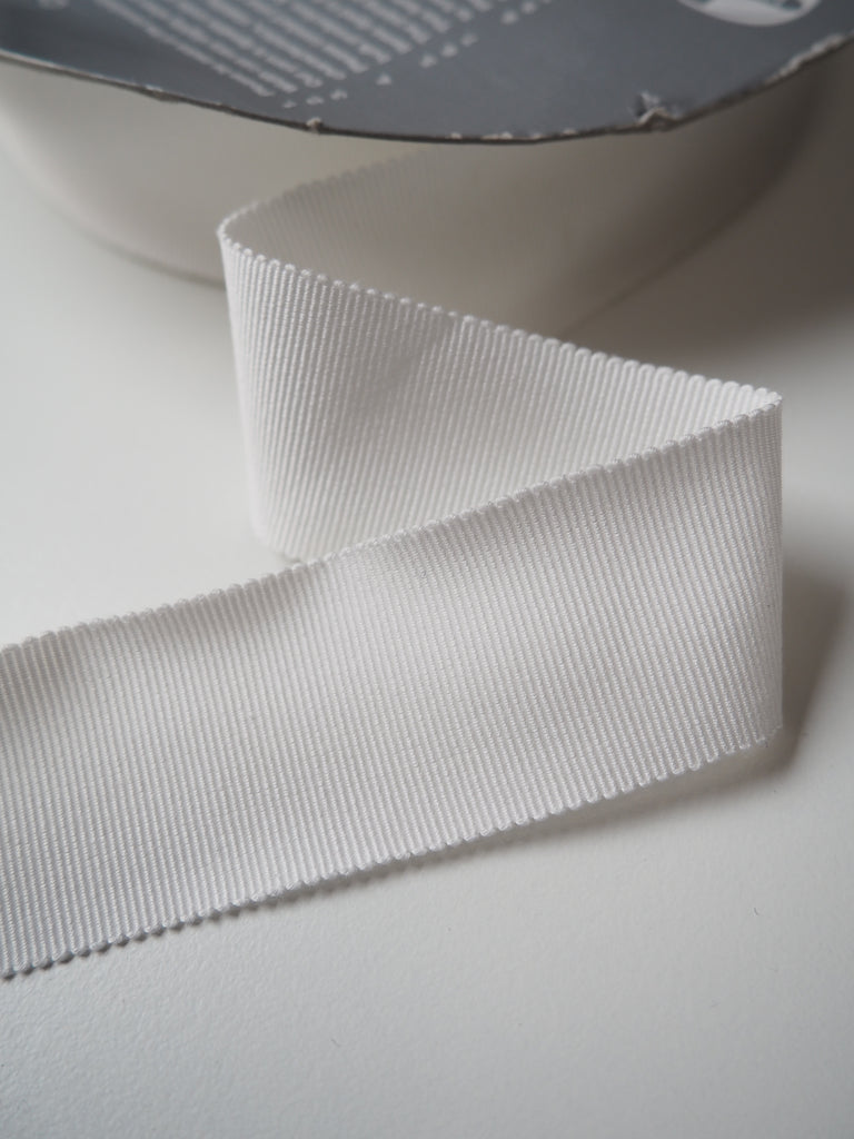 Shindo White Cotton Grosgrain Ribbon 32mm