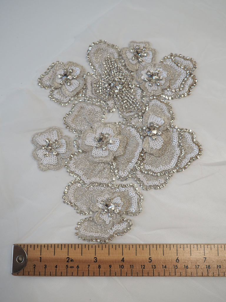 Hand Beaded Crystal 3D Floral Motif
