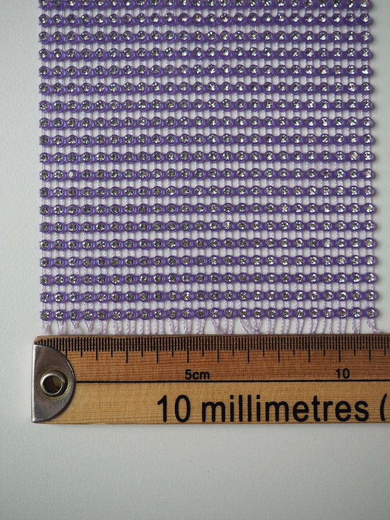 Purple Diamanté Mesh Trim