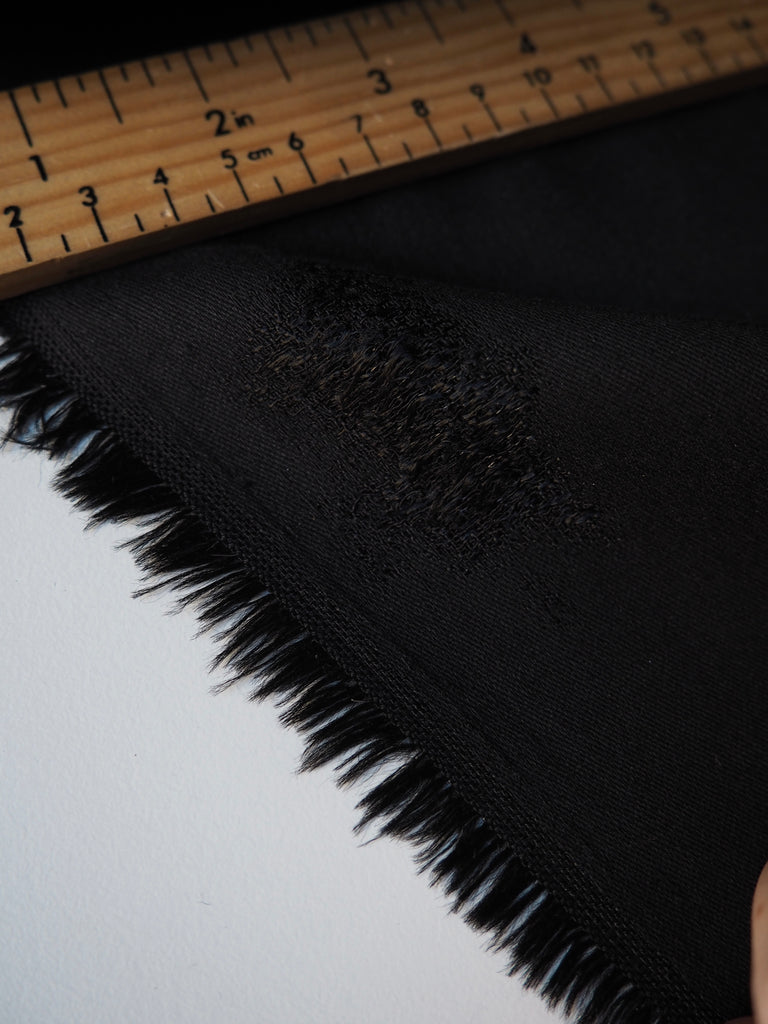 Black Jacquard Wool Twill