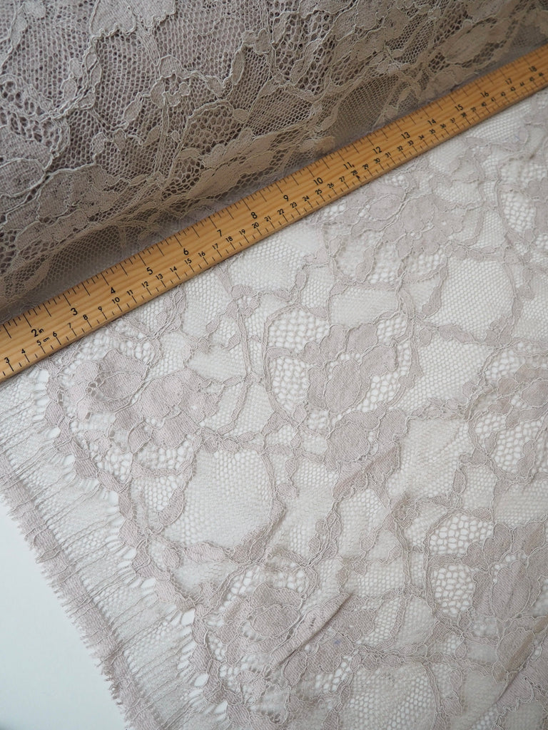 Sepia Motif Corded French Lace