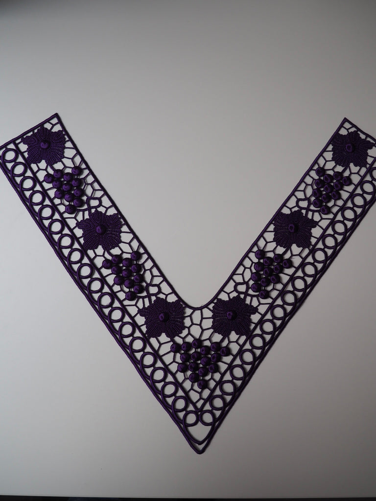 Grape Vine Satin Guipure Lace 'V' Collar Panel