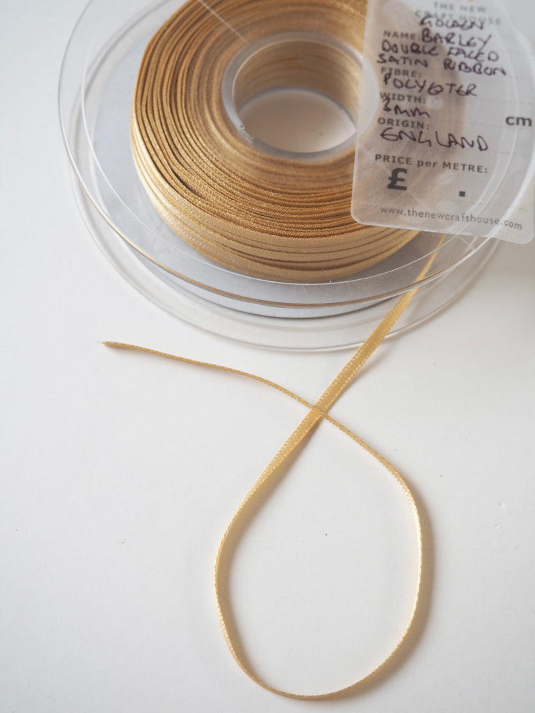 Golden Barley Berisfords Double Satin Ribbon 3mm
