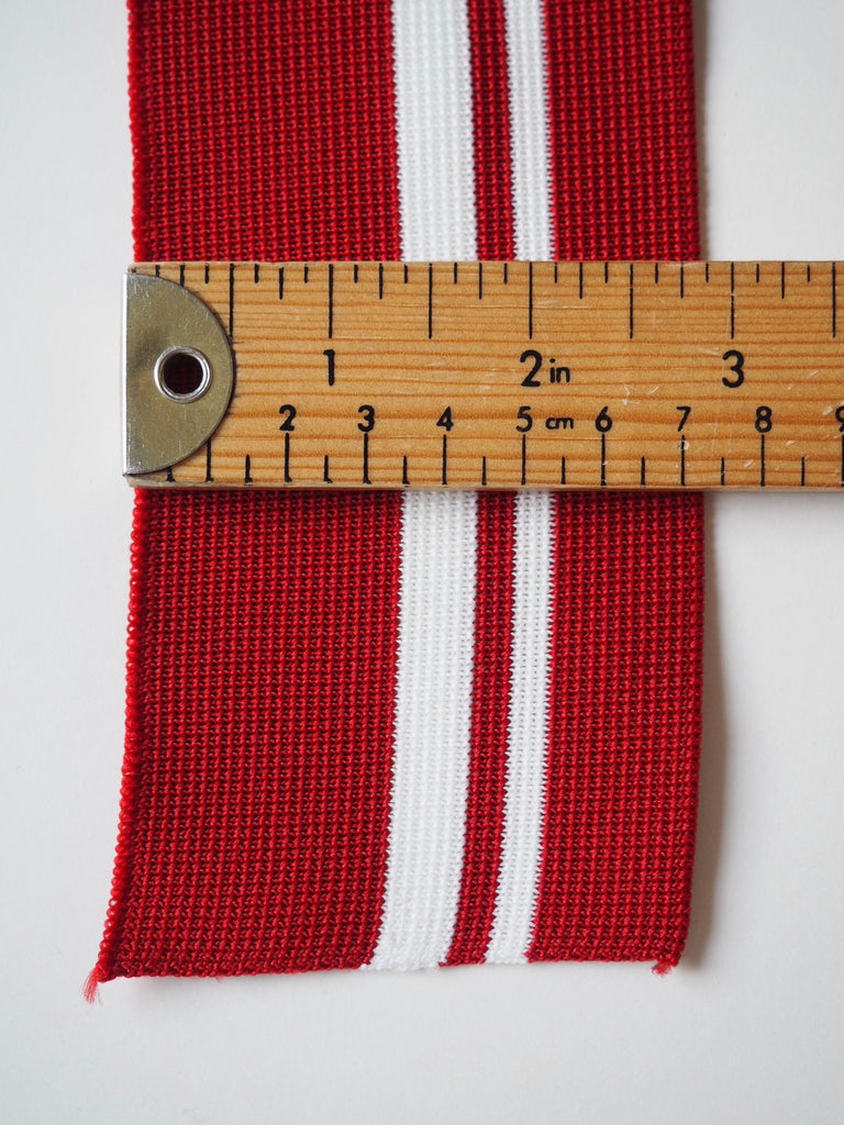 Red and White Stripes Ribbed Cuff 7cm