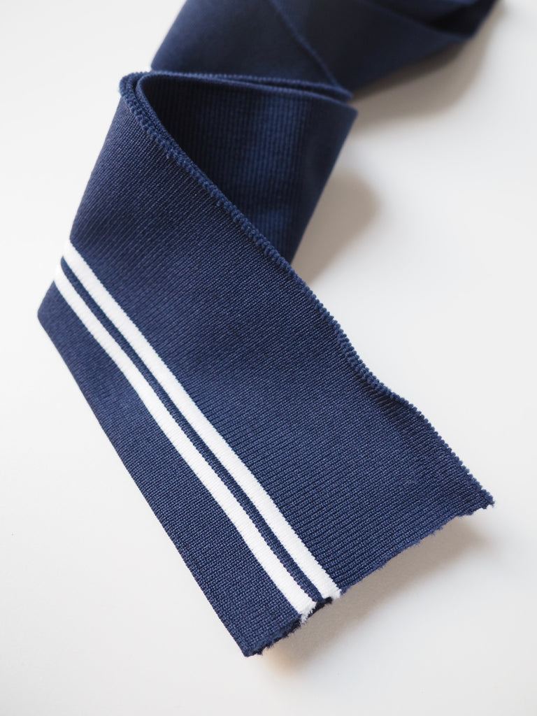 Blue and White Stripe Double Ribbed Cuff 7cm