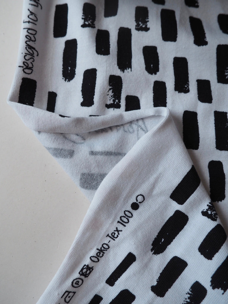 White Abstract Block Oeko-Tex 100 Cotton Jersey