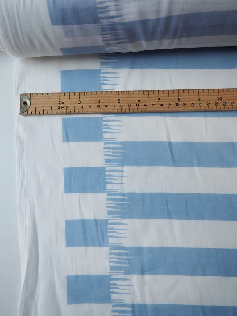 Liberty Blue Broken Stripe Silk/Cotton Voile