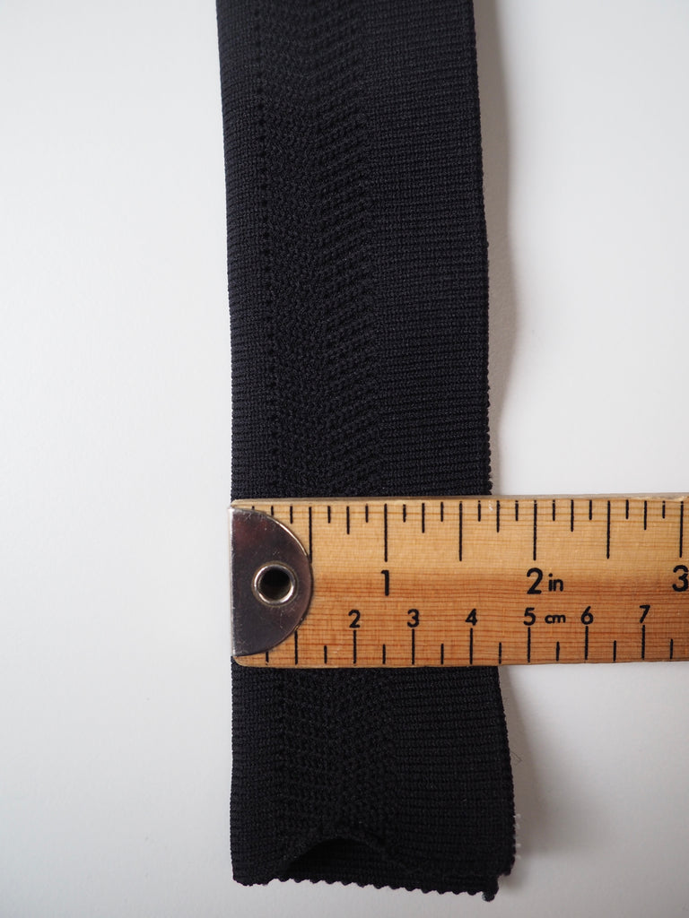 Black Herringbone Cotton Double Ribbed Cuff 4cm