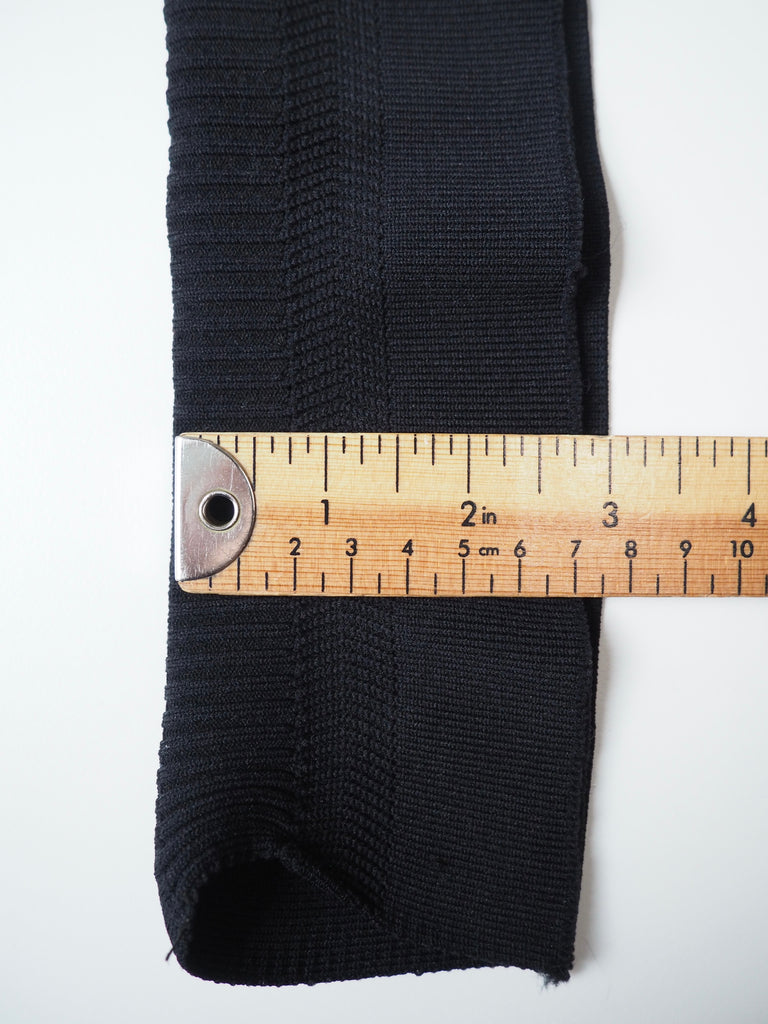 Black Herringbone Cotton Double Ribbed Cuff 8cm
