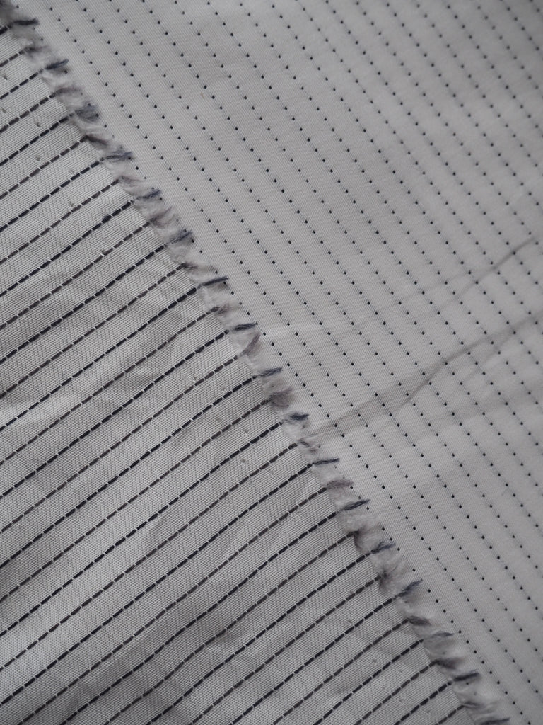 White and Navy Stitched Stripe Cotton