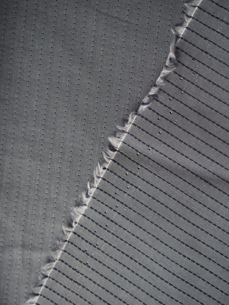 Grey and Navy Stitched Stripe Cotton