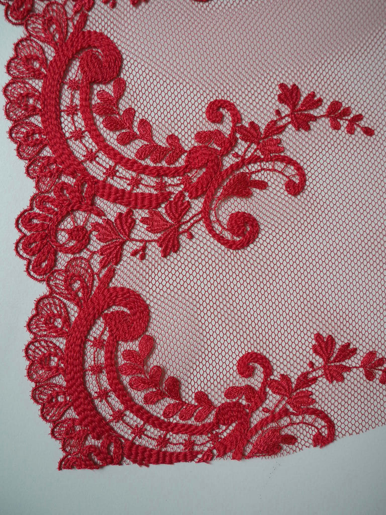 Persephone Red Extra Wide Lace Trim 185mm