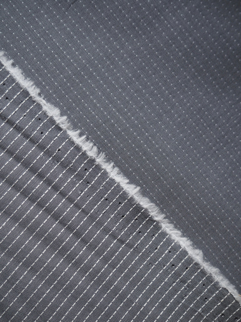 Grey and White Stitched Stripe Cotton