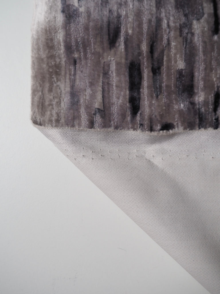 Grey Brushstroke Textured Furnishing Velvet